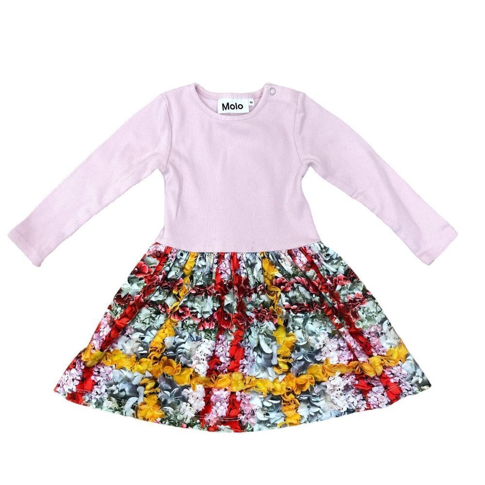 Molo Carel Baby Size 86 ( 12-18 mo) Ribbed Pink Long Sleeve Floral Dress